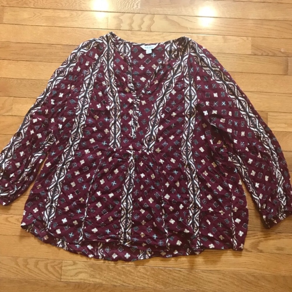 Lucky Brand Maroon Printed Tunic Top